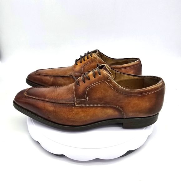 Magnanni Shoe Men's 8.5M Alva Diversa Leather Moc Toe Bluchers Oxford Derby - Picture 1 of 8